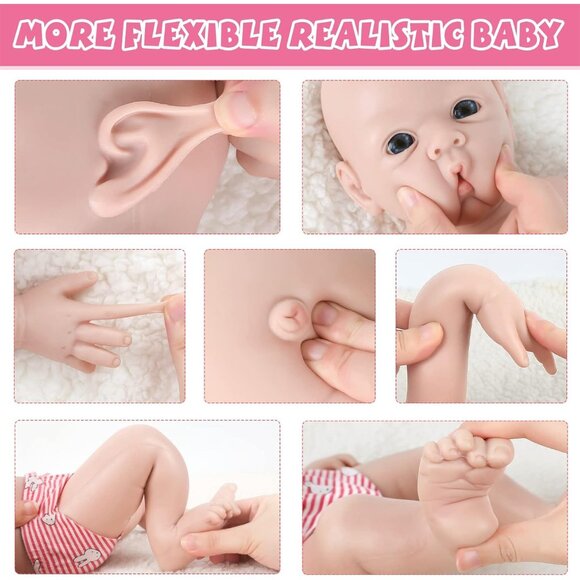 🆕18Inch Full Platinum Silicone Reborn Baby Dolls Newborn Girl with Doll Cloth - Picture 4 of 6